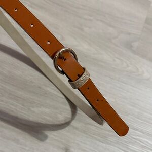 Leather Waist Belt with Sparkle Accent - Tan